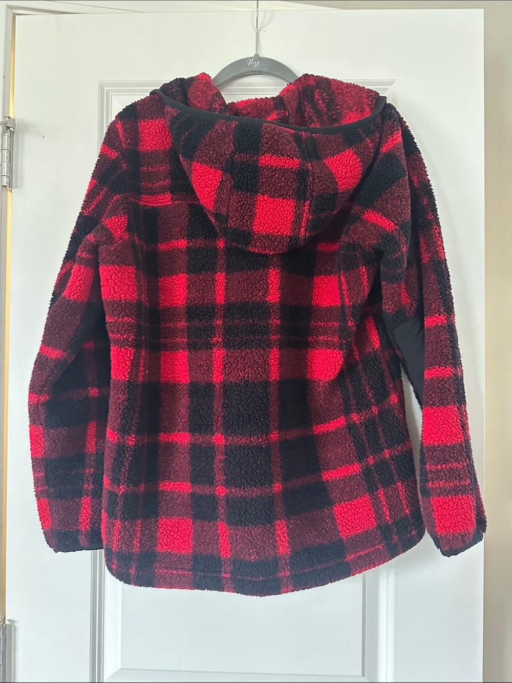 The North Face Red & Black Plaid Kids Sherpa Half-Zip Pullover - Picture 3 of 3